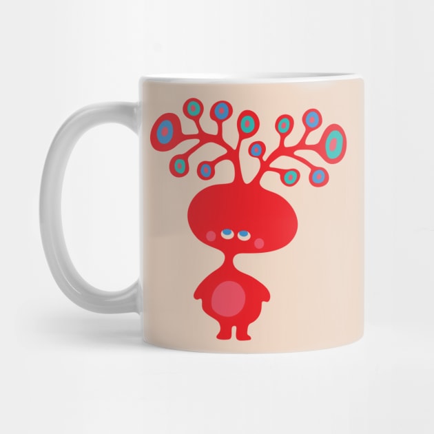 TREE HEADS Cute Red Imaginary Kids Kawaii Monster with Funny Antlers - UnBlink Studio by Jackie Tahara by UnBlink Studio by Jackie Tahara